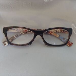 EUC SYDNEY LOVE Brown/Black with Multicolored Paisleys Reading Eyeglasse…